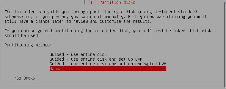 Manual partitioning