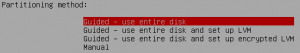 Guided partitioning - use entire disk Guided partitioning - use entire disk